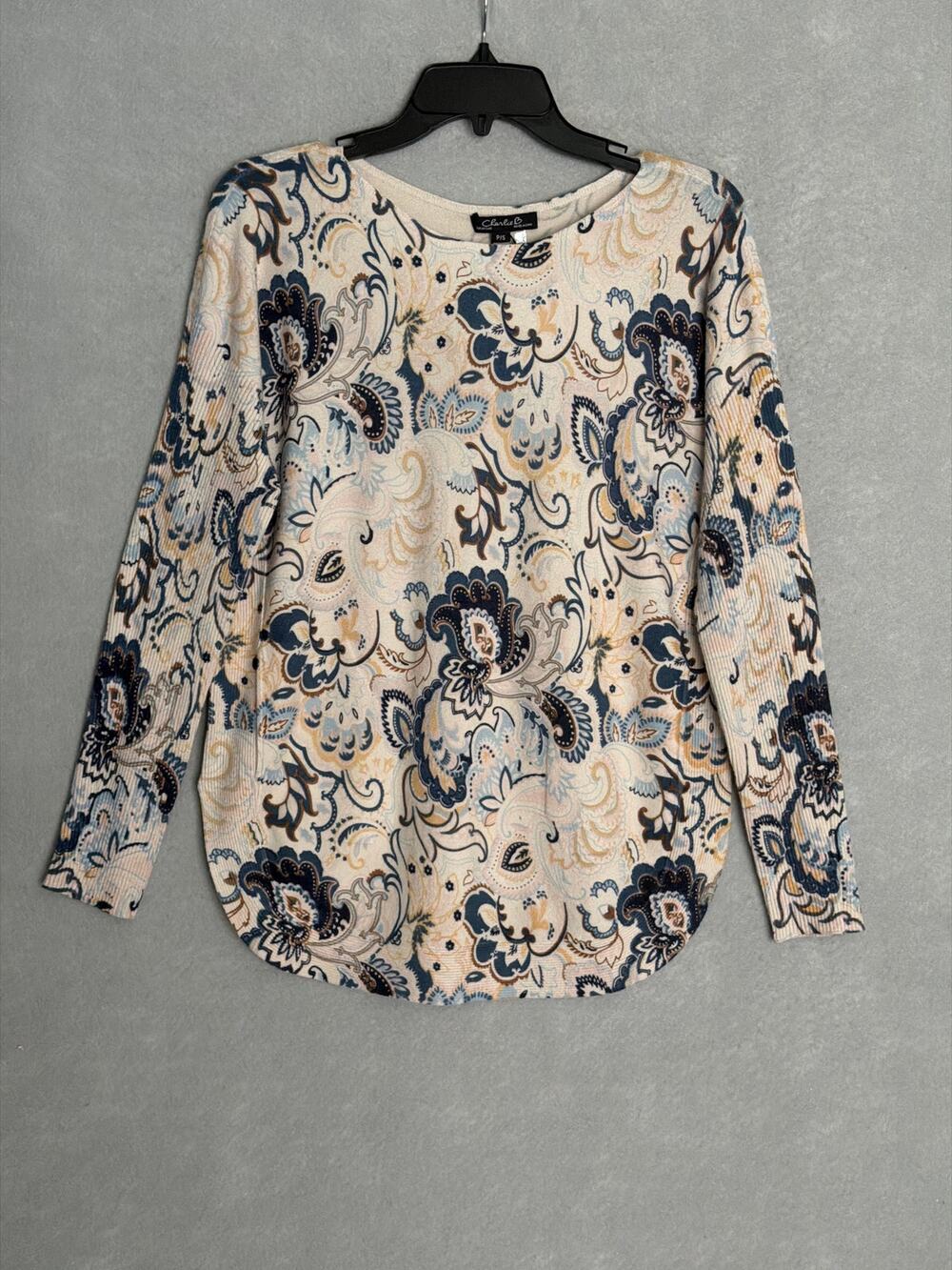 Charlie B Rounded Hem Sweater Long Sleeve in Fard, Blush Women's Small NEW